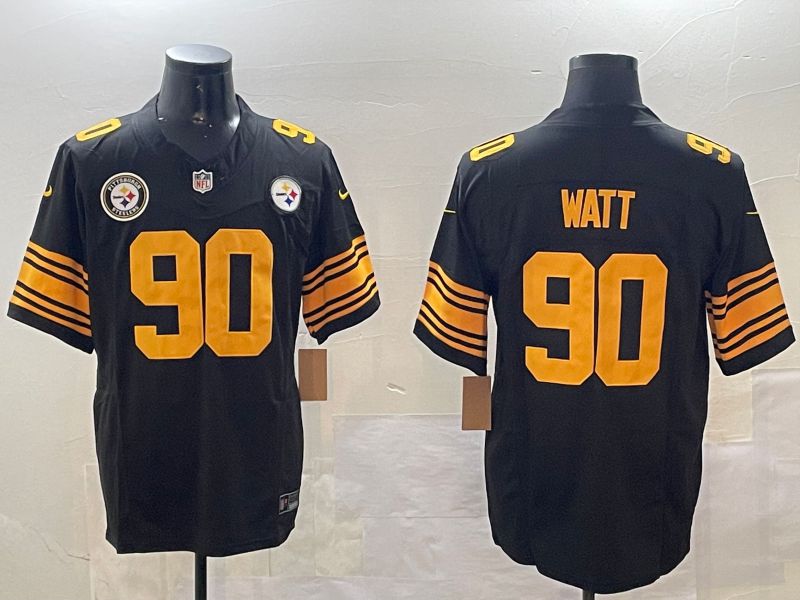 Men Pittsburgh Steelers #90 Watt Black 2024 Nike Limited NFL Jersey style 01081